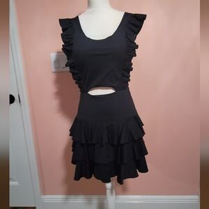 Black Ruffle Athletic Dress